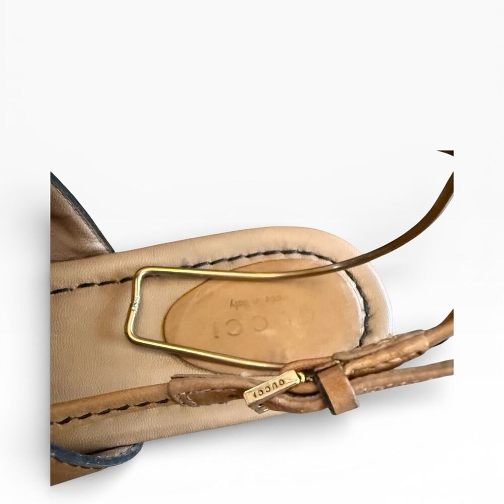 Gucci Brown Leather Tassel Horsebit Thong Flat Sandals EU 37 US 7 - Picture 9 of 16